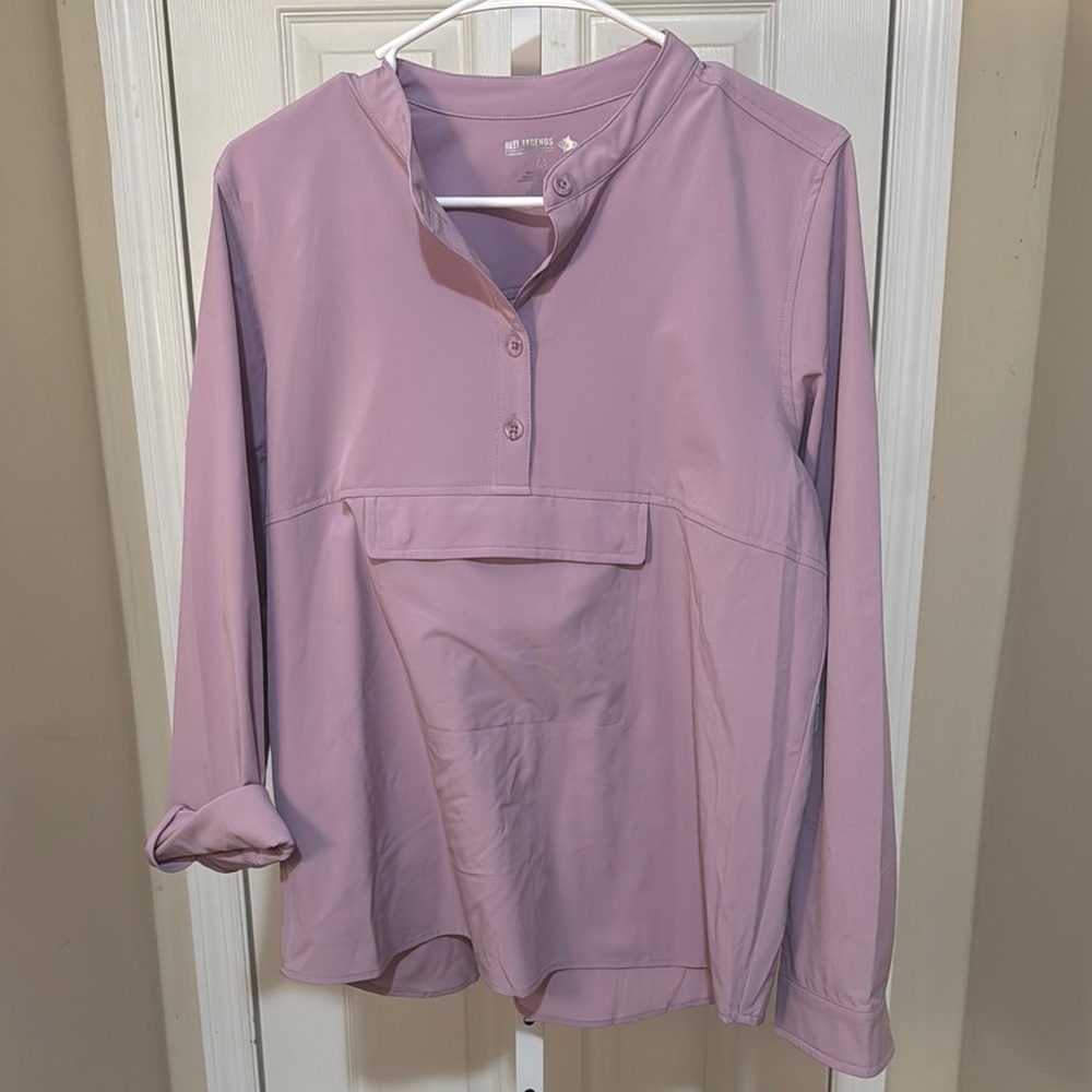 Reel Legends Purple Button Down Shirt with Cuffed Sleeves